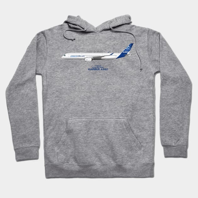 Illustration of Airbus A350 F-WZGG Hoodie by SteveHClark